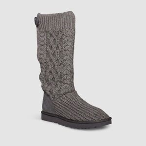 UGG Women's Classic Cardi Cabled Knit Gray Boots size 7 NEW UGGS